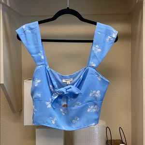 Baby blue tie crop top